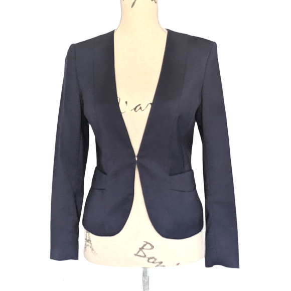 H&M Slim Fit Blazer Navy Blue Size 6
